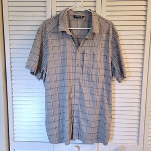 Arc'Teryx Riel Mens Short Sleeve Gray Plaid Nylon Performance Shirt Size XL